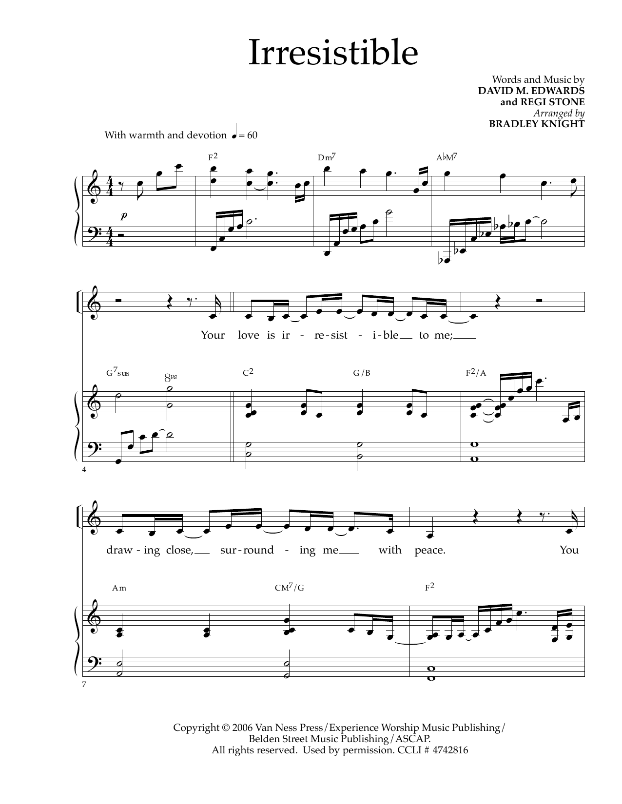 David M. Edwards and Regi Stone Irresistible (arr. Bradley Knight) sheet music notes and chords arranged for SATB Choir