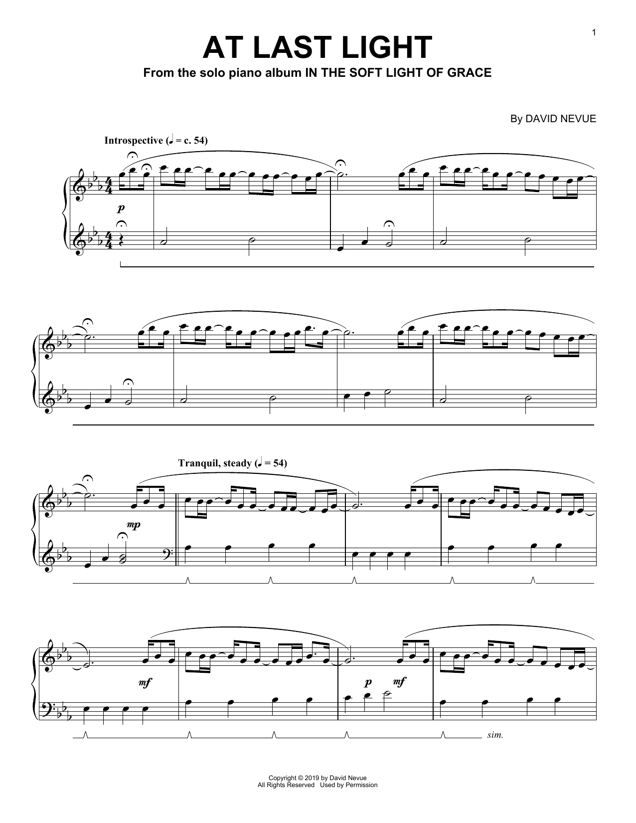 David Nevue At Last Light sheet music notes and chords arranged for Piano Solo