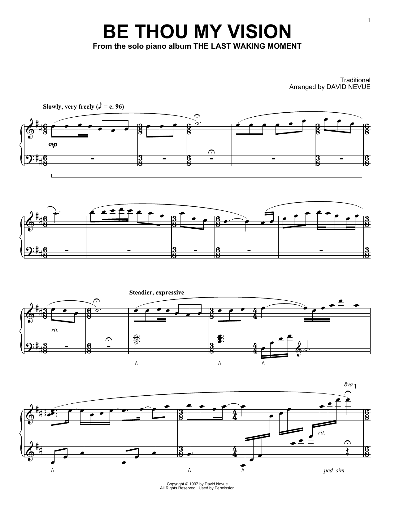 David Nevue Be Thou My Vision sheet music notes and chords arranged for Piano Solo
