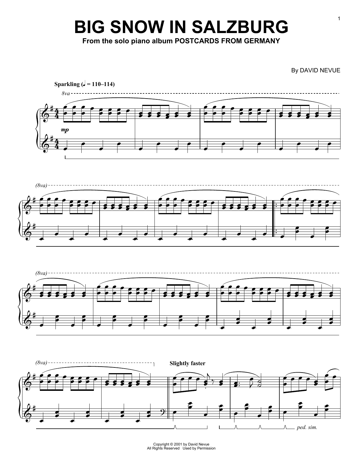 David Nevue Big Snow In Salzburg sheet music notes and chords arranged for Piano Solo