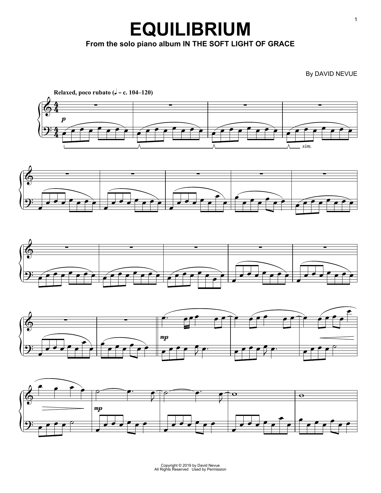 David Nevue Equilibrium sheet music notes and chords arranged for Piano Solo