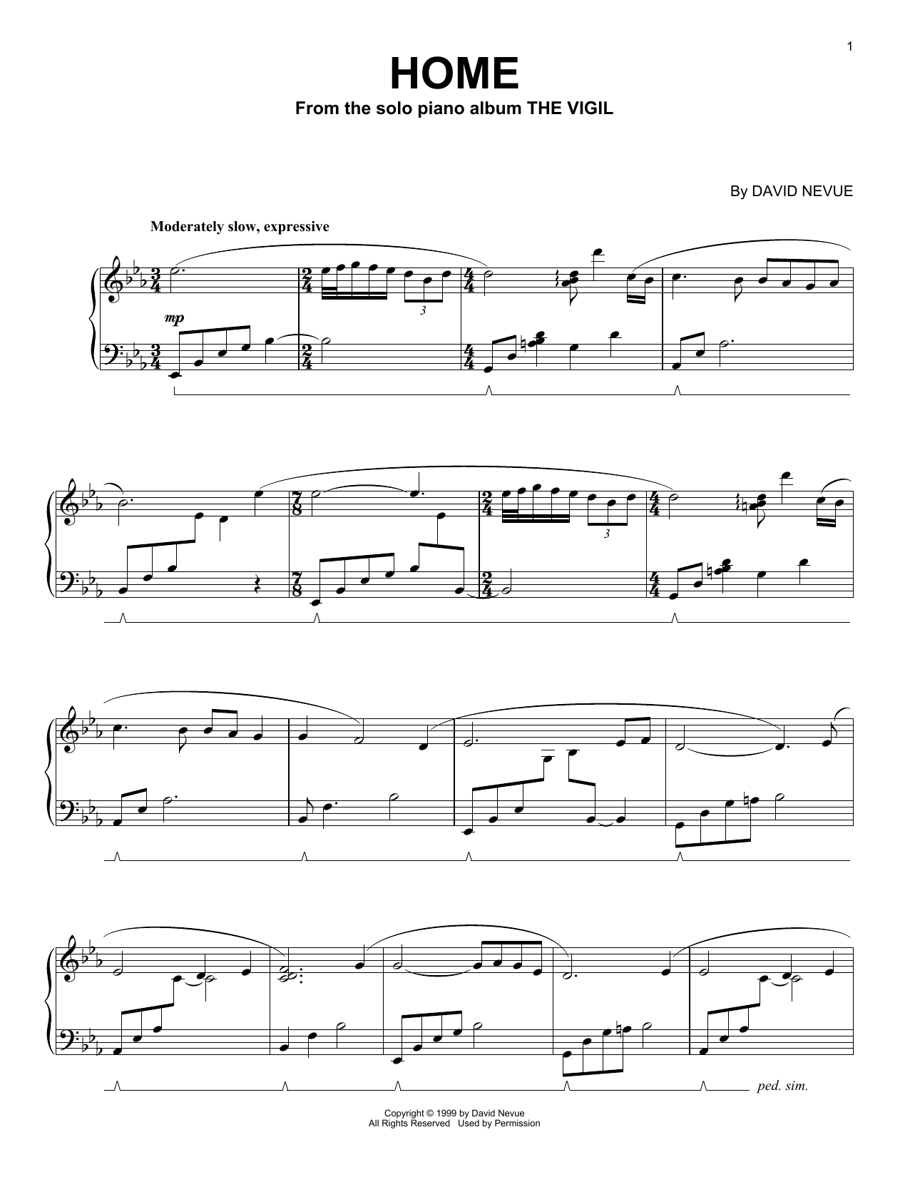 David Nevue Home sheet music notes and chords arranged for Piano Solo
