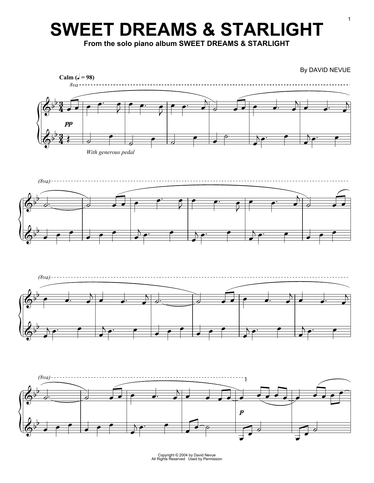 David Nevue Sweet Dreams & Starlight sheet music notes and chords arranged for Piano Solo