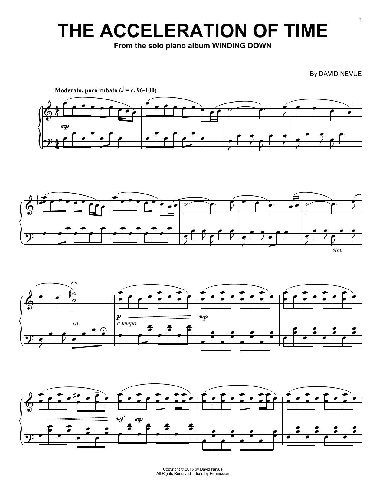 David Nevue The Acceleration Of Time sheet music notes and chords arranged for Piano Solo