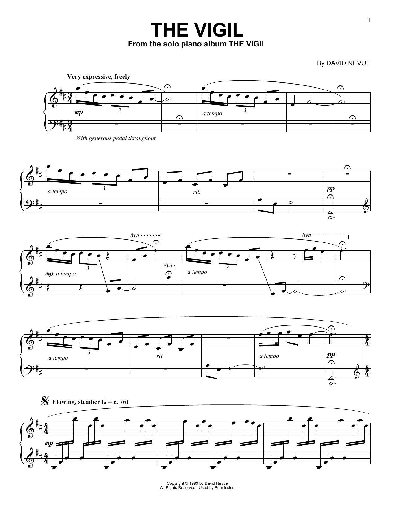 David Nevue The Vigil sheet music notes and chords arranged for Piano Solo