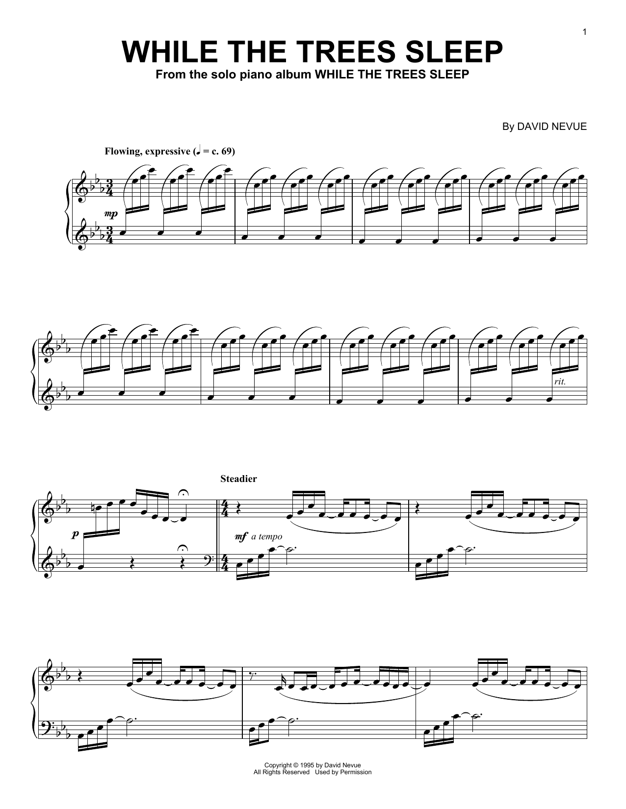 David Nevue While The Trees Sleep sheet music notes and chords arranged for Piano Solo