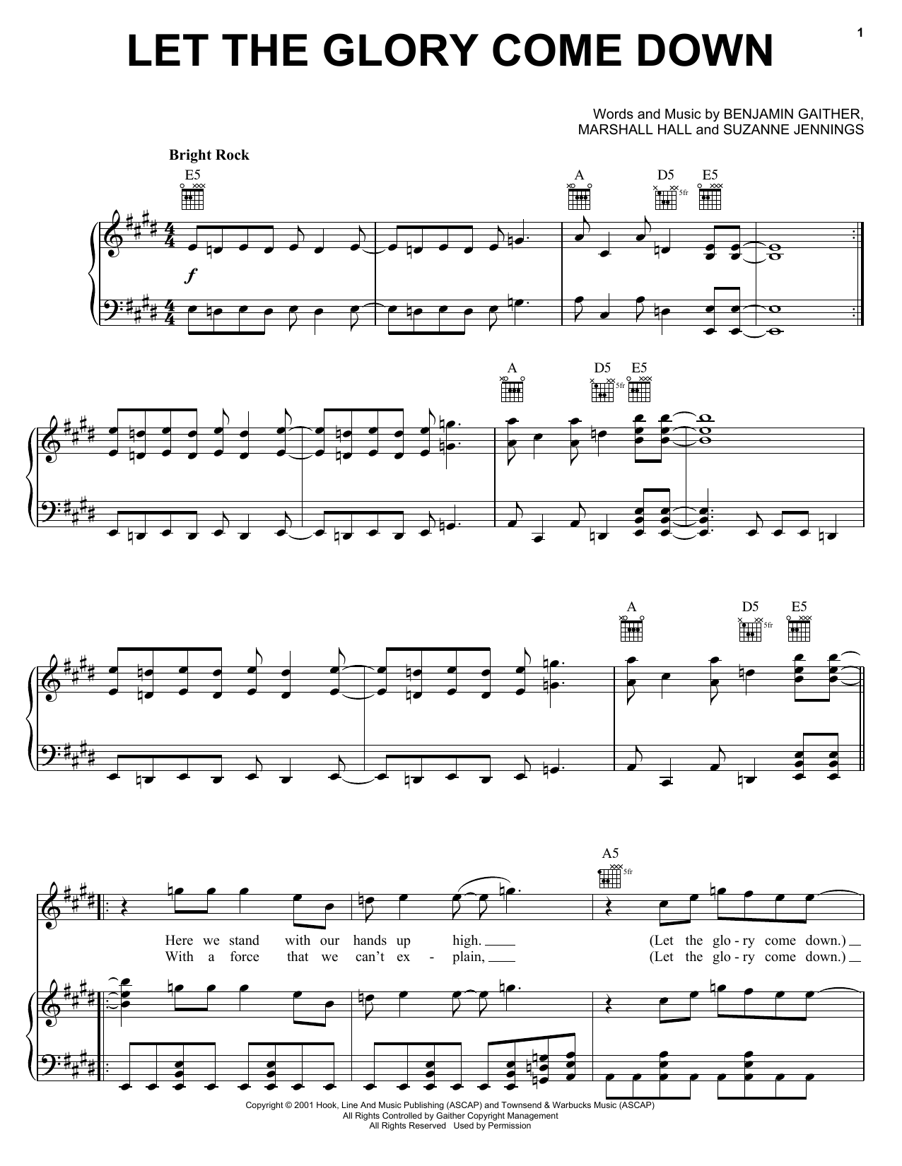 David Phelps Let The Glory Come Down sheet music notes and chords arranged for Piano, Vocal & Guitar Chords (Right-Hand Melody)