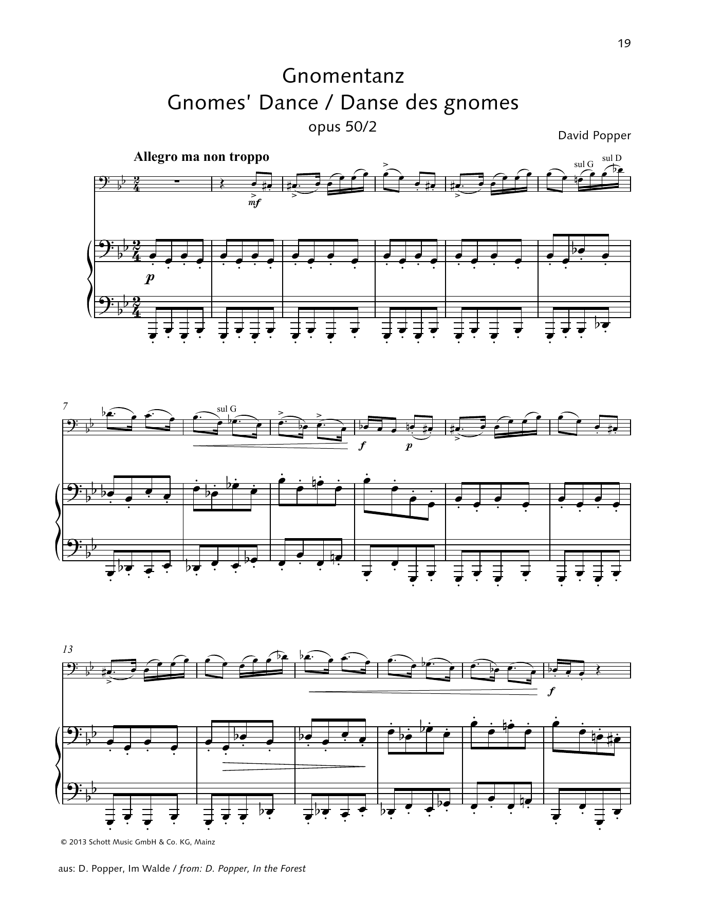 Dávid Popper Gnomes' Dance sheet music notes and chords arranged for String Solo