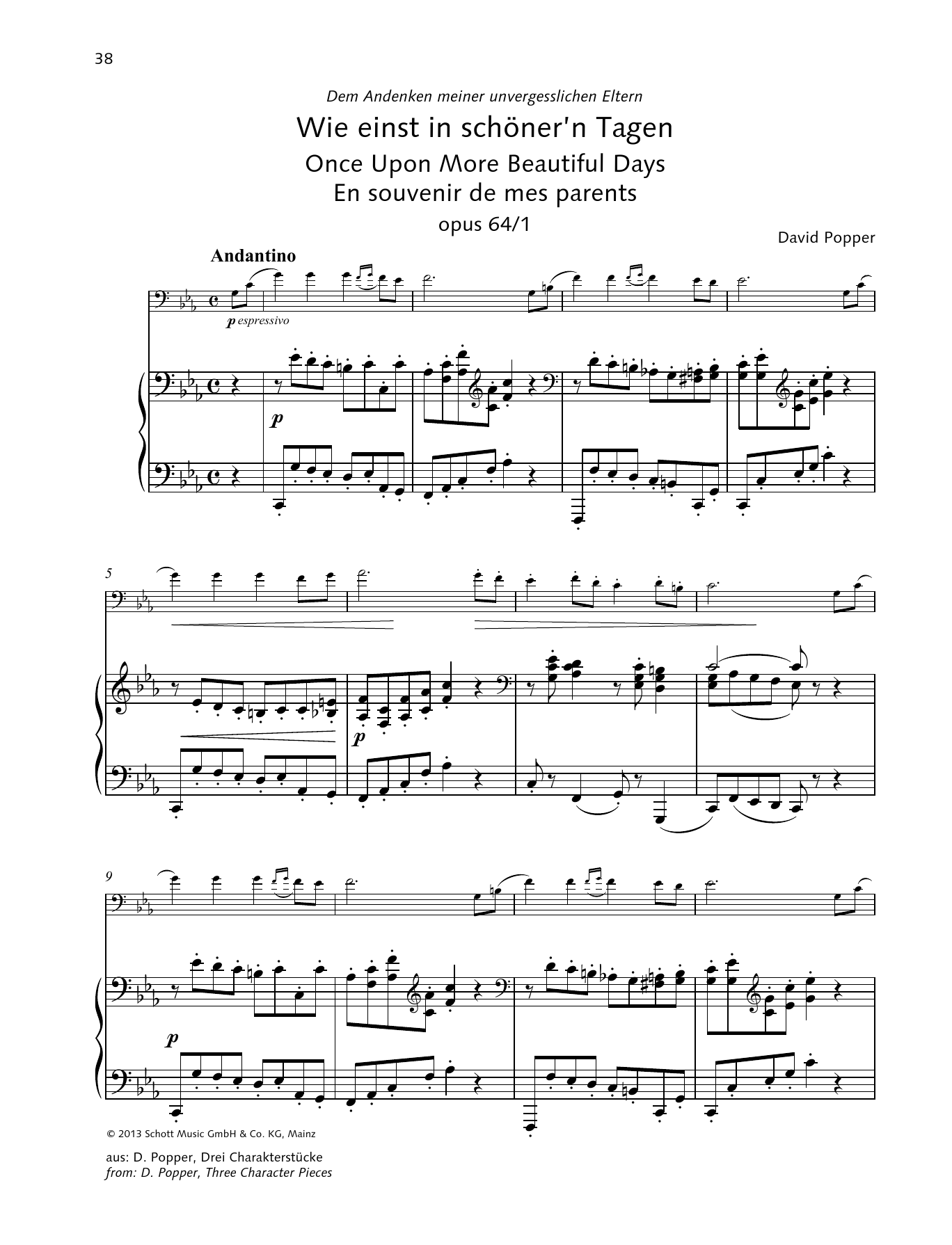 Dávid Popper Once Upon More Beautiful Days sheet music notes and chords arranged for String Solo