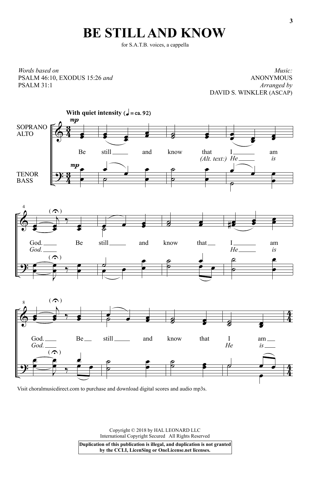 David S. Winkler Almost A Cappella sheet music notes and chords arranged for SATB Choir