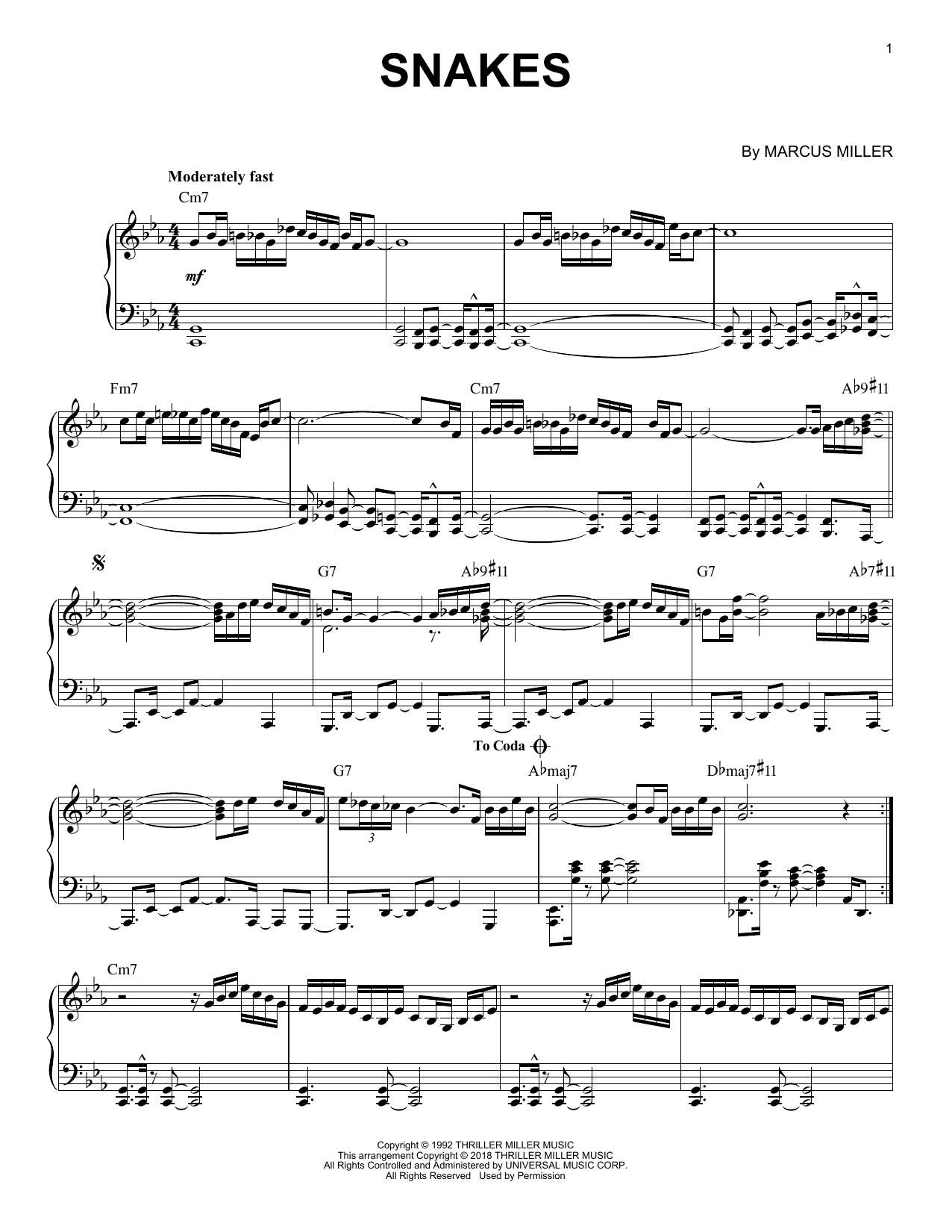 David Sanborn Snakes sheet music notes and chords arranged for Real Book – Melody & Chords