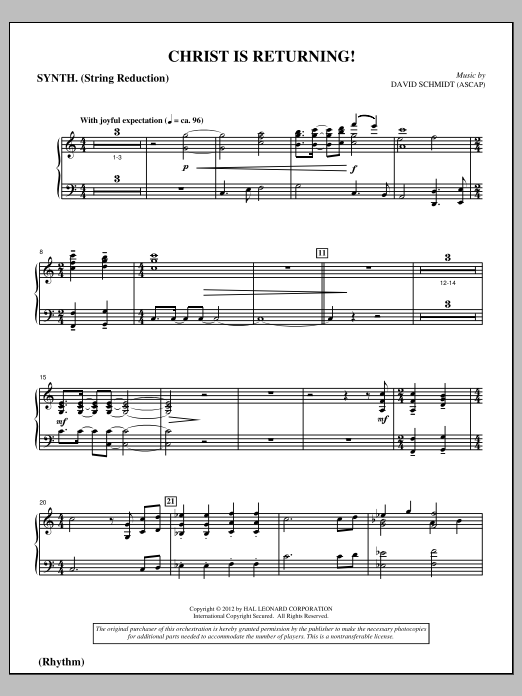 David Schmidt Christ Is Returning! - Keyboard String Reduction sheet music notes and chords arranged for Choir Instrumental Pak