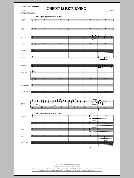 David Schmidt Christ Is Returning! - Score sheet music notes and chords arranged for Choir Instrumental Pak