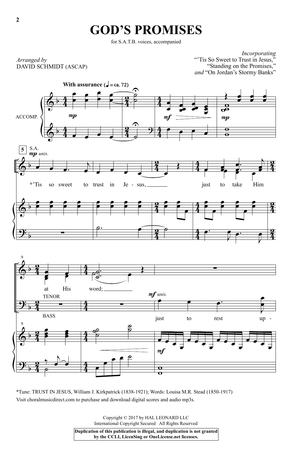 David Schmidt God's Promises sheet music notes and chords arranged for SATB Choir
