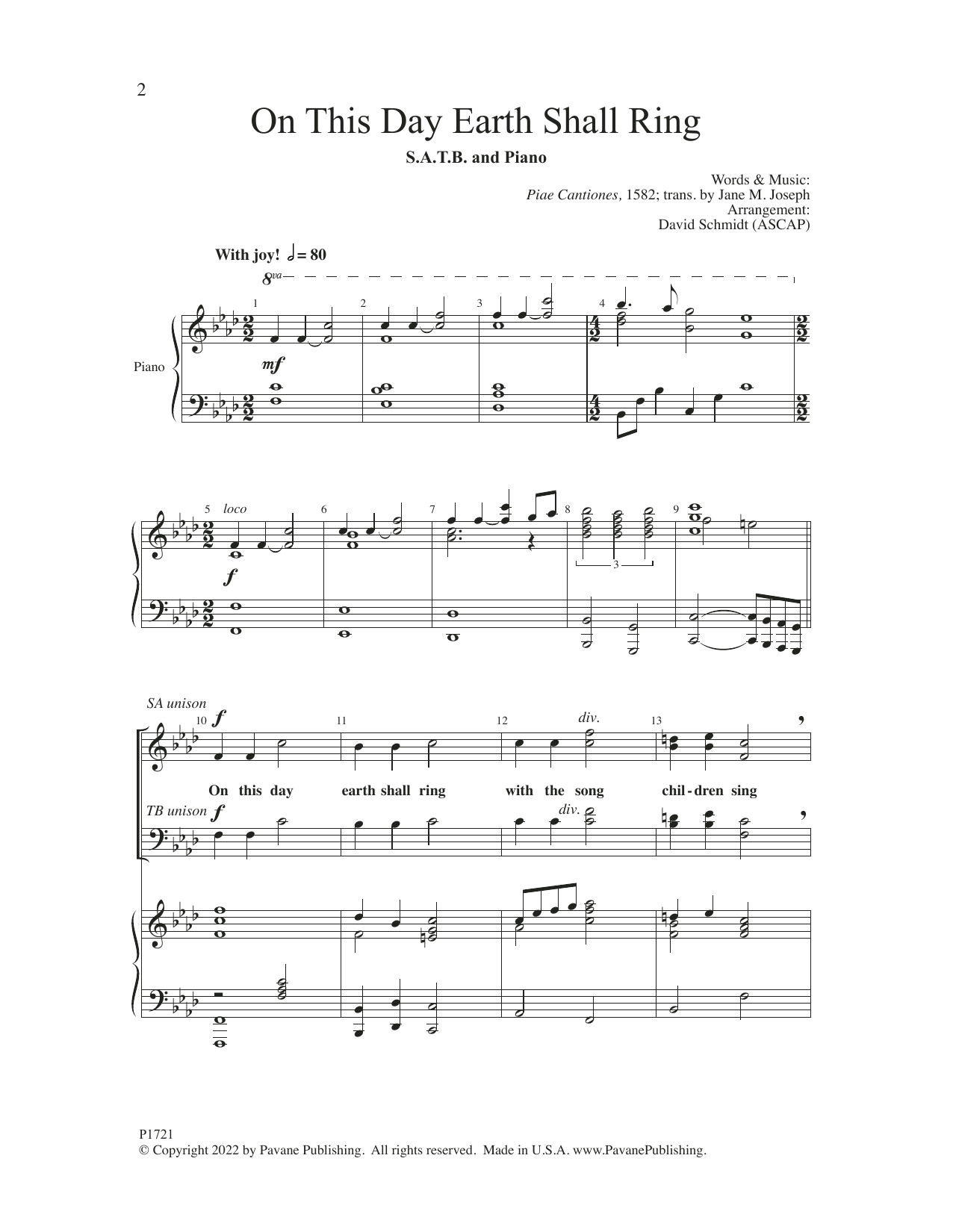 David Schmidt On This Day Earth Shall Ring sheet music notes and chords arranged for SATB Choir