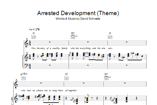 David Schwartz Arrested Development (Main Title) sheet music notes and chords arranged for Piano & Vocal