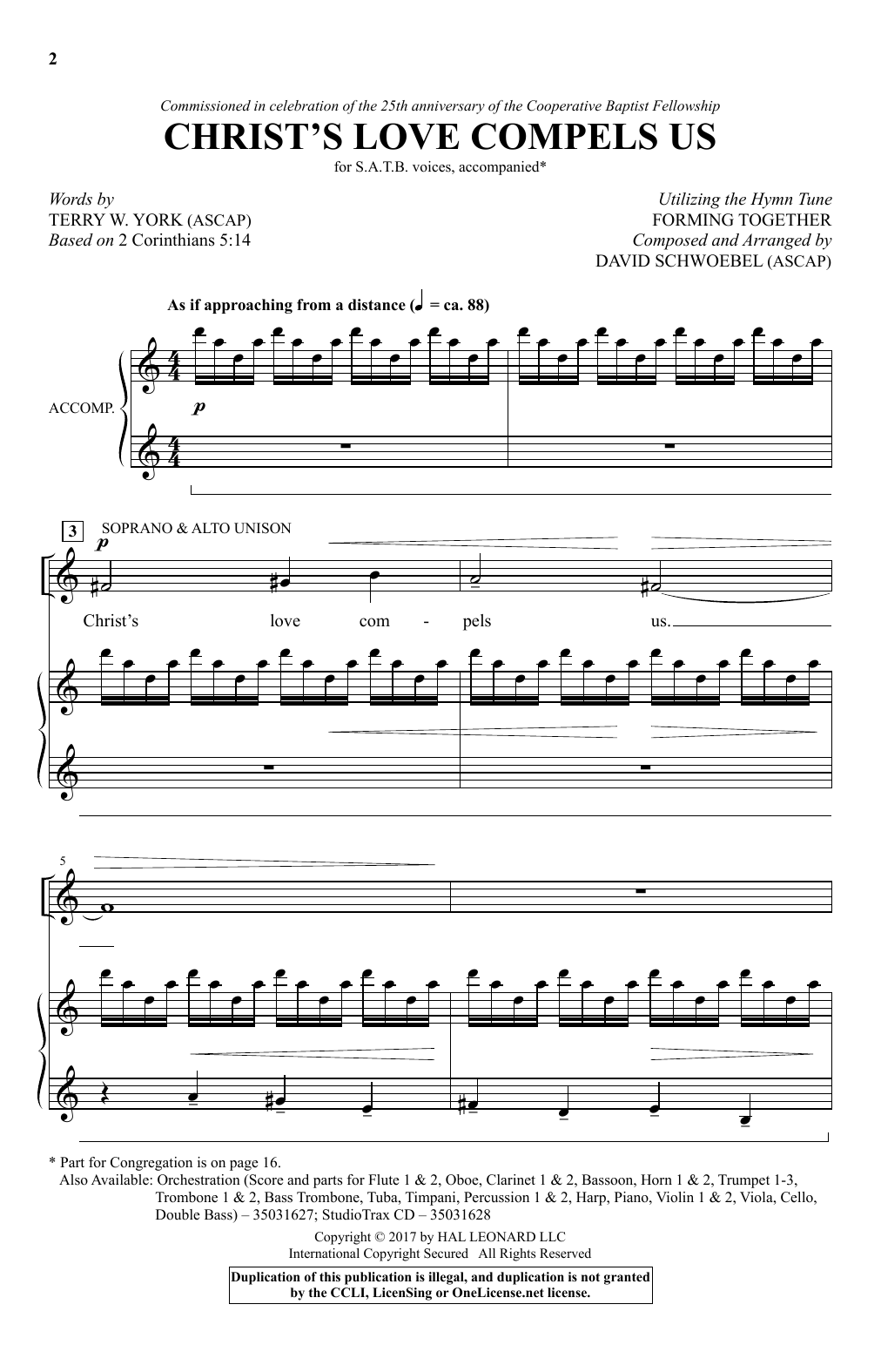David Schwoebel Christ's Love Compels Us sheet music notes and chords arranged for SATB Choir