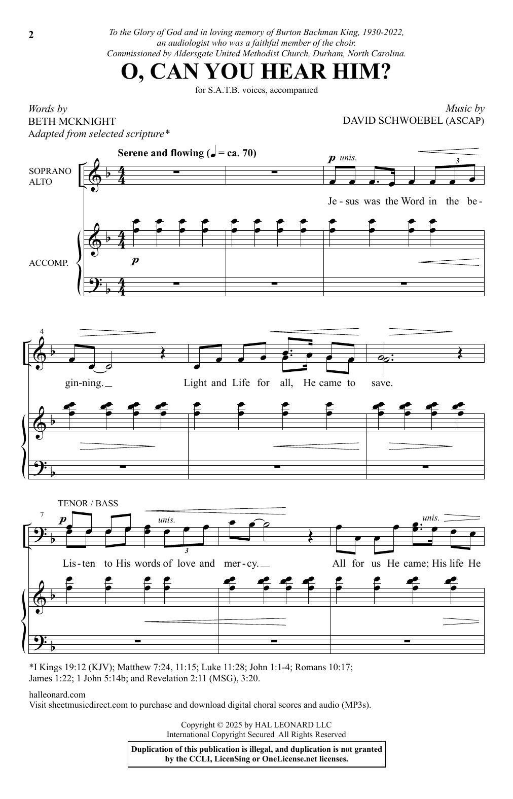 David Schwoebel O, Can You Hear Him? sheet music notes and chords arranged for SATB Choir