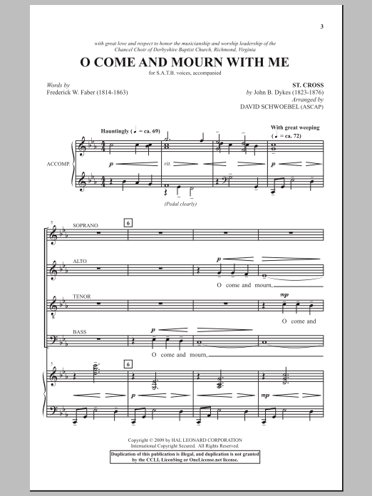 David Schwoebel O Come And Mourn With Me Awhile sheet music notes and chords arranged for SATB Choir
