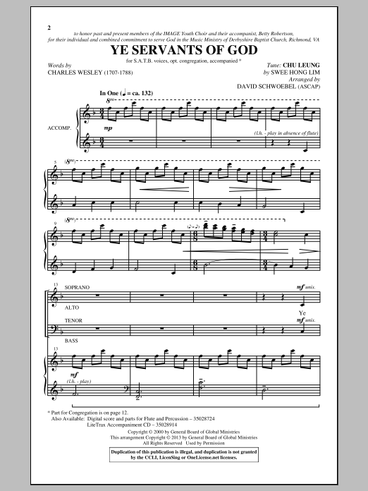 David Schwoebel Ye Servants Of God sheet music notes and chords arranged for SATB Choir