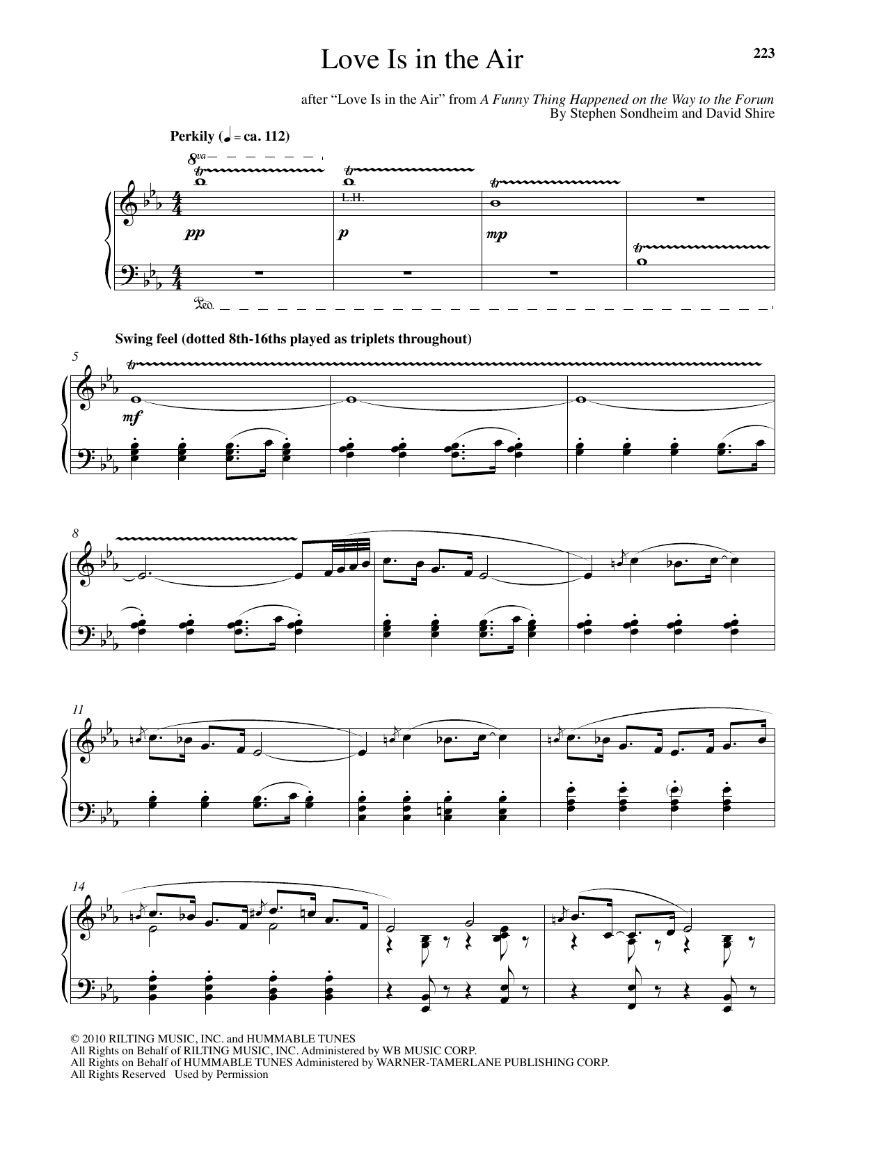 David Shire Love Is In The Air sheet music notes and chords arranged for Piano Solo