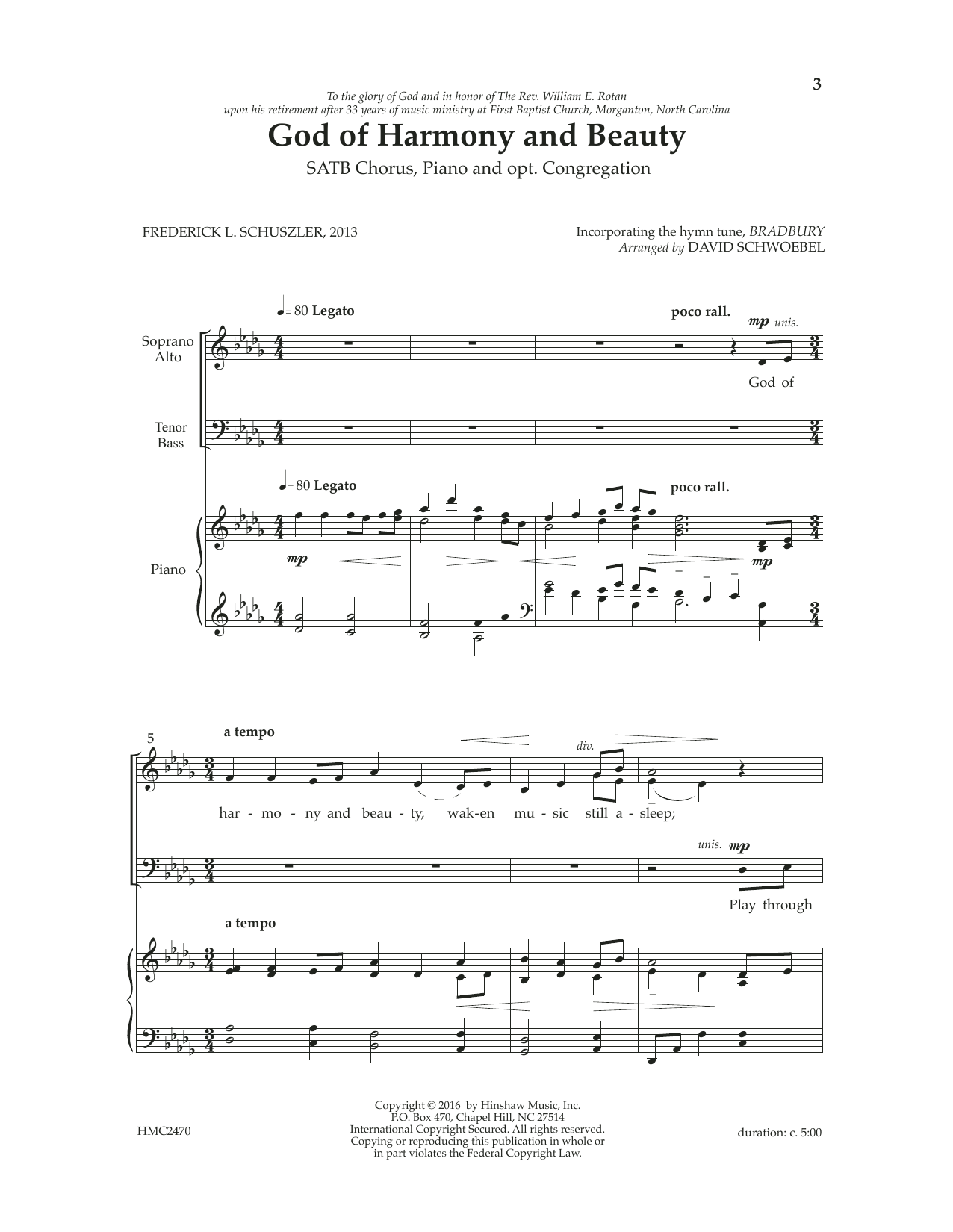 David Showoebel God Of Harmony And Beauty sheet music notes and chords arranged for SATB Choir