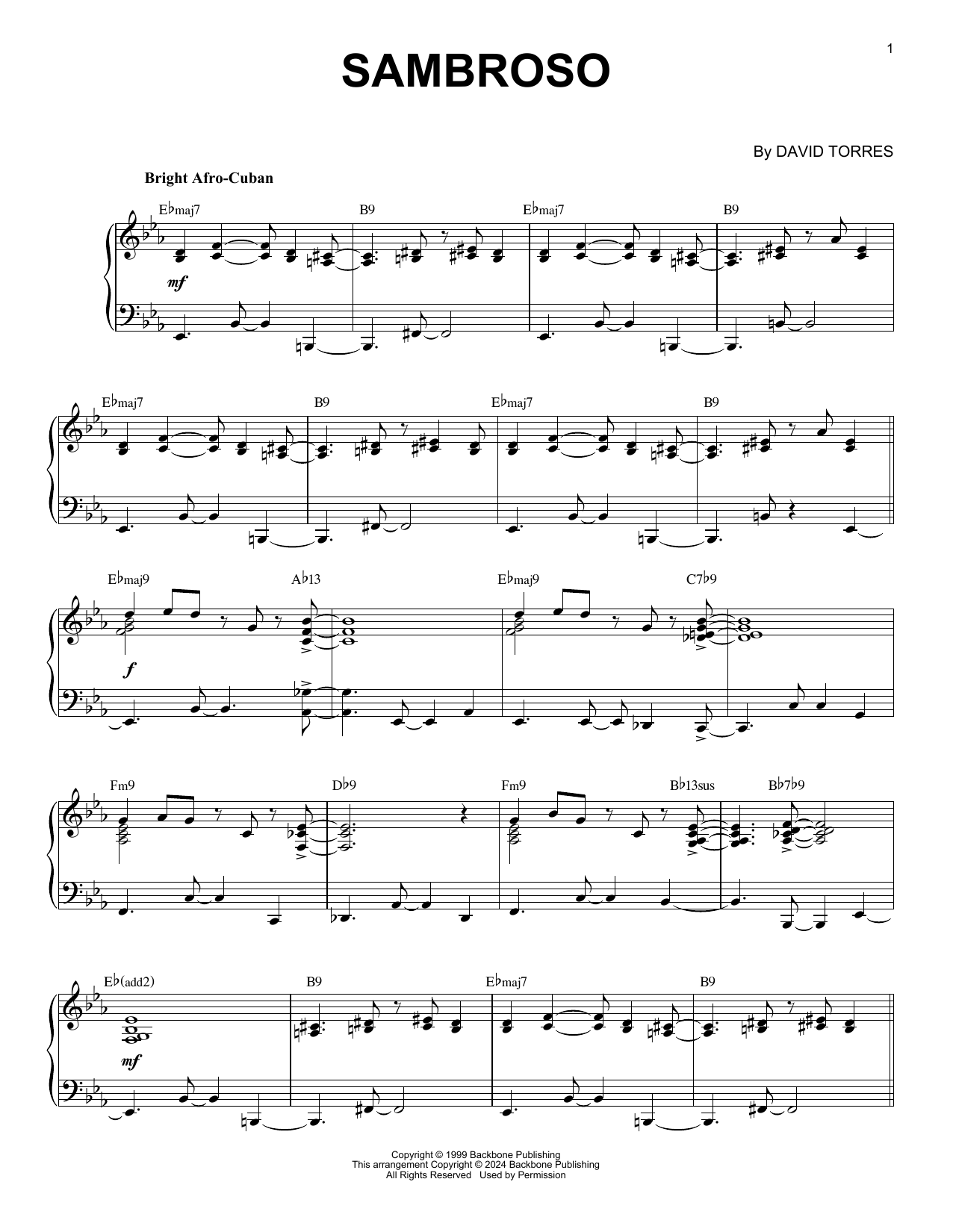 David Torres Sambroso (arr. Brent Edstrom) sheet music notes and chords arranged for Piano Solo