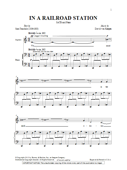 David Von Kampen In A Railroad Station sheet music notes and chords arranged for SATB Choir