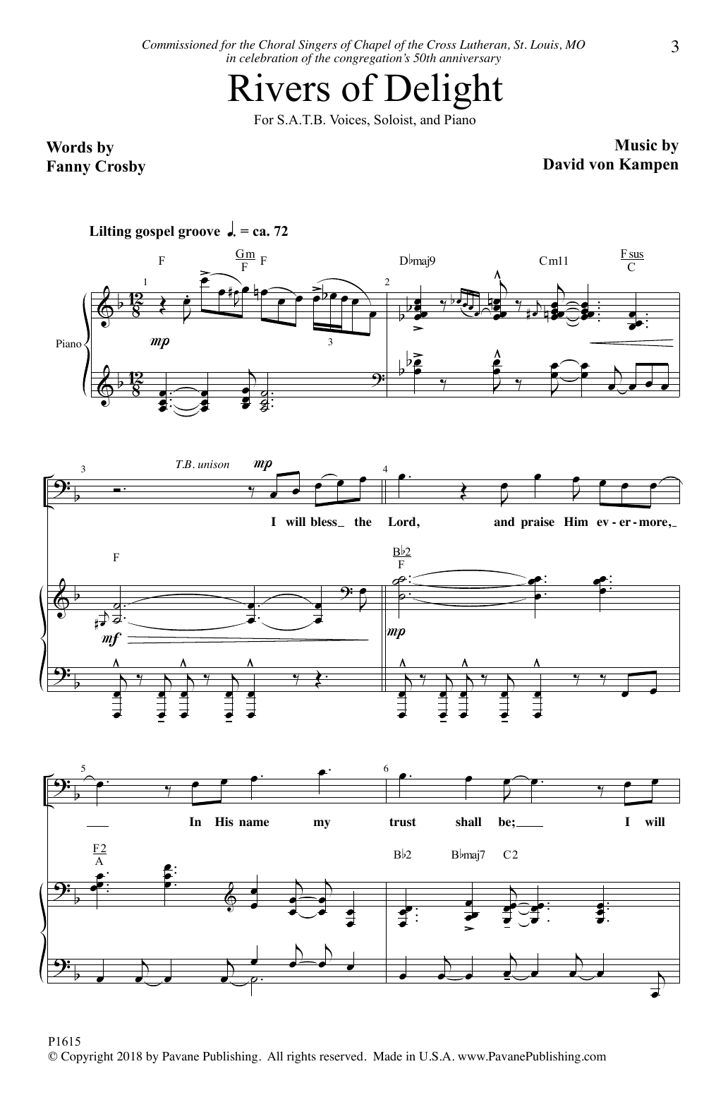David Von Kampen Rivers Of Delight sheet music notes and chords arranged for Piano & Vocal
