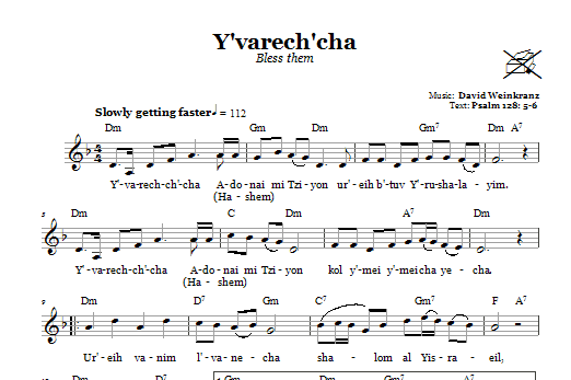 David Weinkranz Y'varech'cha (Bless Them) sheet music notes and chords arranged for Lead Sheet / Fake Book