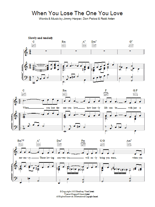 David Whitfield When You Lose The One You Love sheet music notes and chords arranged for Piano, Vocal & Guitar Chords