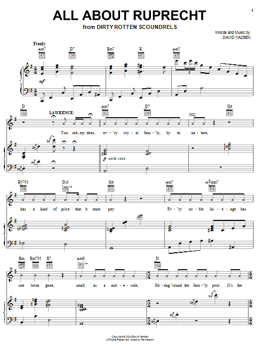David Yazbek All About Ruprecht sheet music notes and chords arranged for Piano, Vocal & Guitar Chords (Right-Hand Melody)