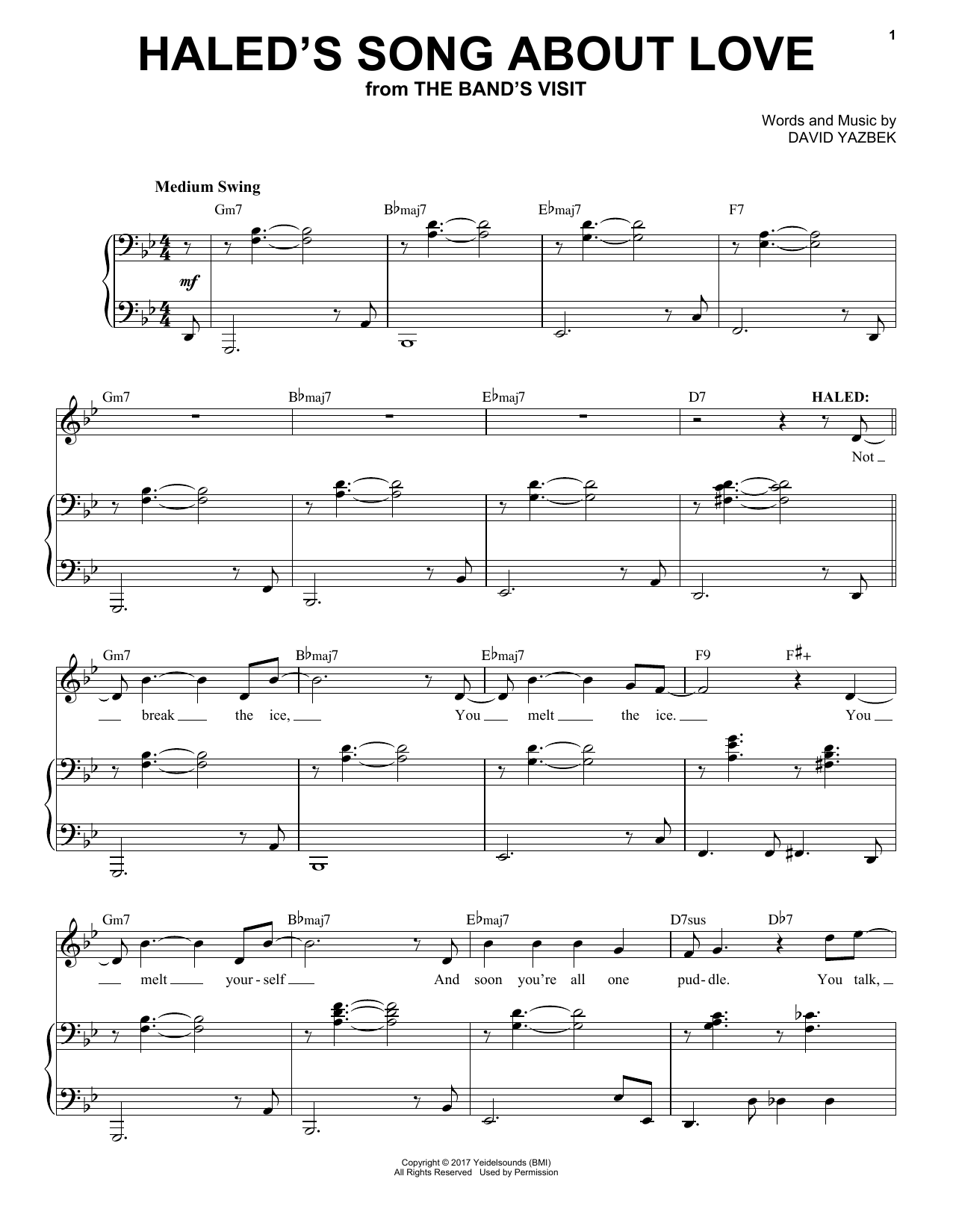 David Yazbek Haled's Song About Love sheet music notes and chords arranged for Piano & Vocal