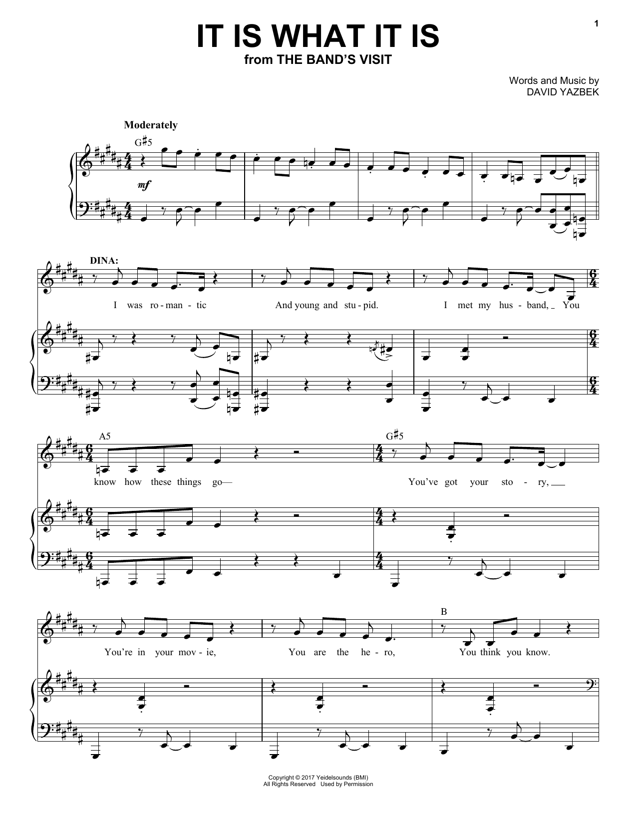 David Yazbek It Is What It Is sheet music notes and chords arranged for Piano & Vocal