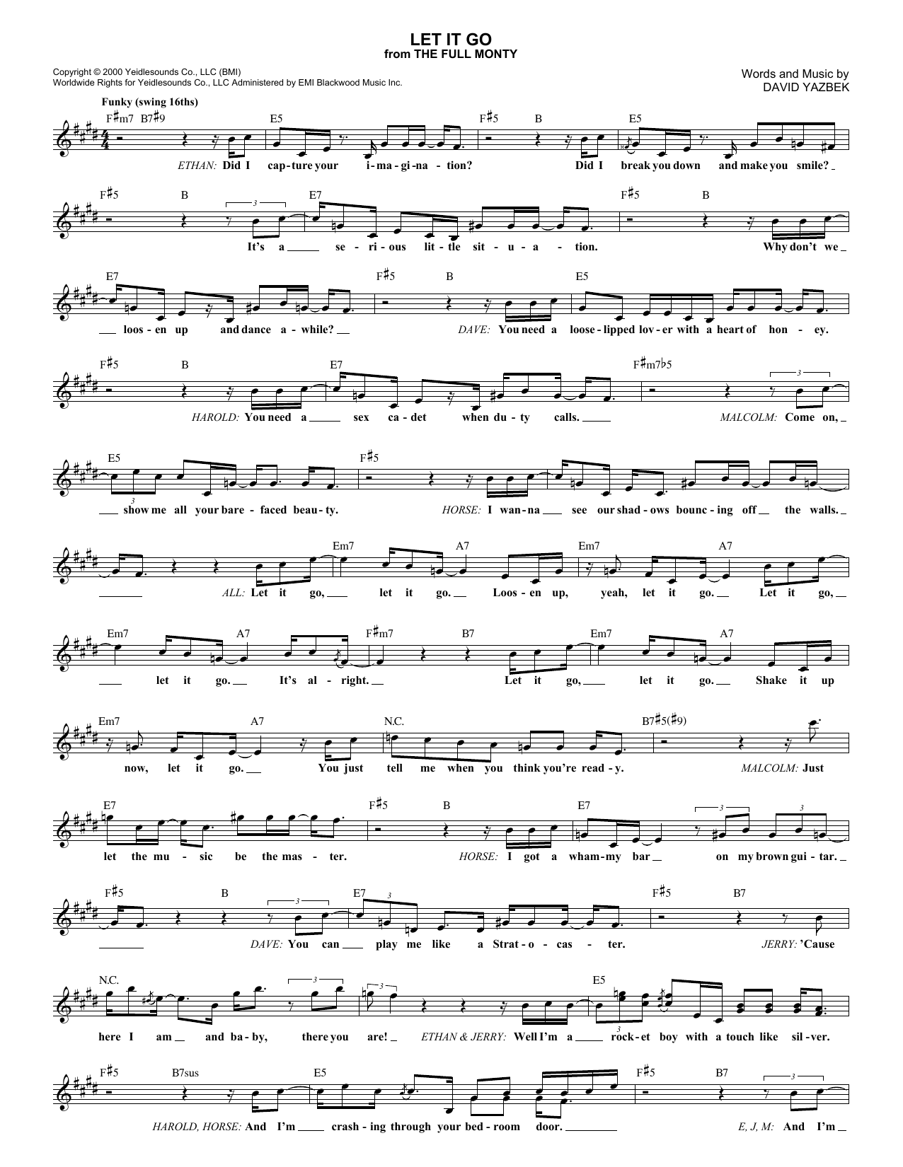 David Yazbek Let It Go sheet music notes and chords arranged for Lead Sheet / Fake Book