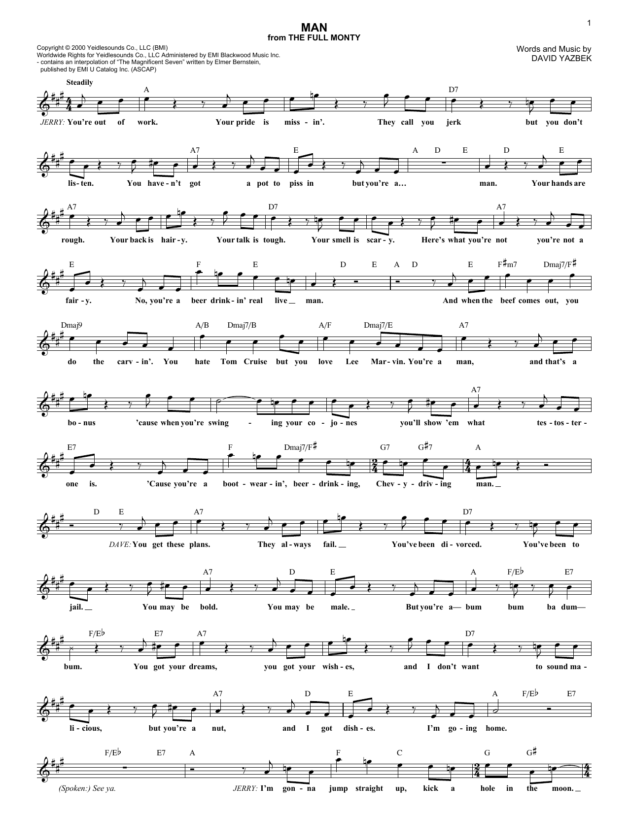 David Yazbek Man sheet music notes and chords arranged for Vocal Pro + Piano/Guitar
