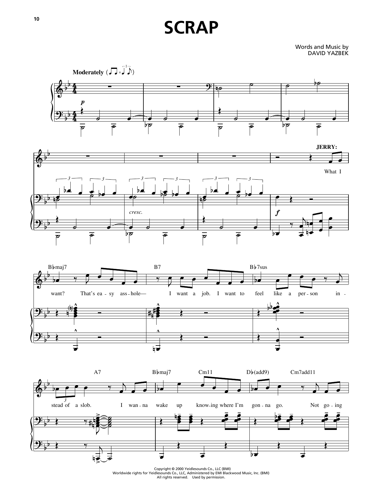 David Yazbek Scrap (from The Full Monty) sheet music notes and chords arranged for Piano & Vocal