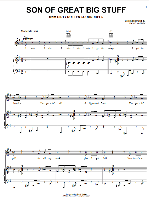 David Yazbek Son Of Great Big Stuff sheet music notes and chords arranged for Piano, Vocal & Guitar Chords (Right-Hand Melody)