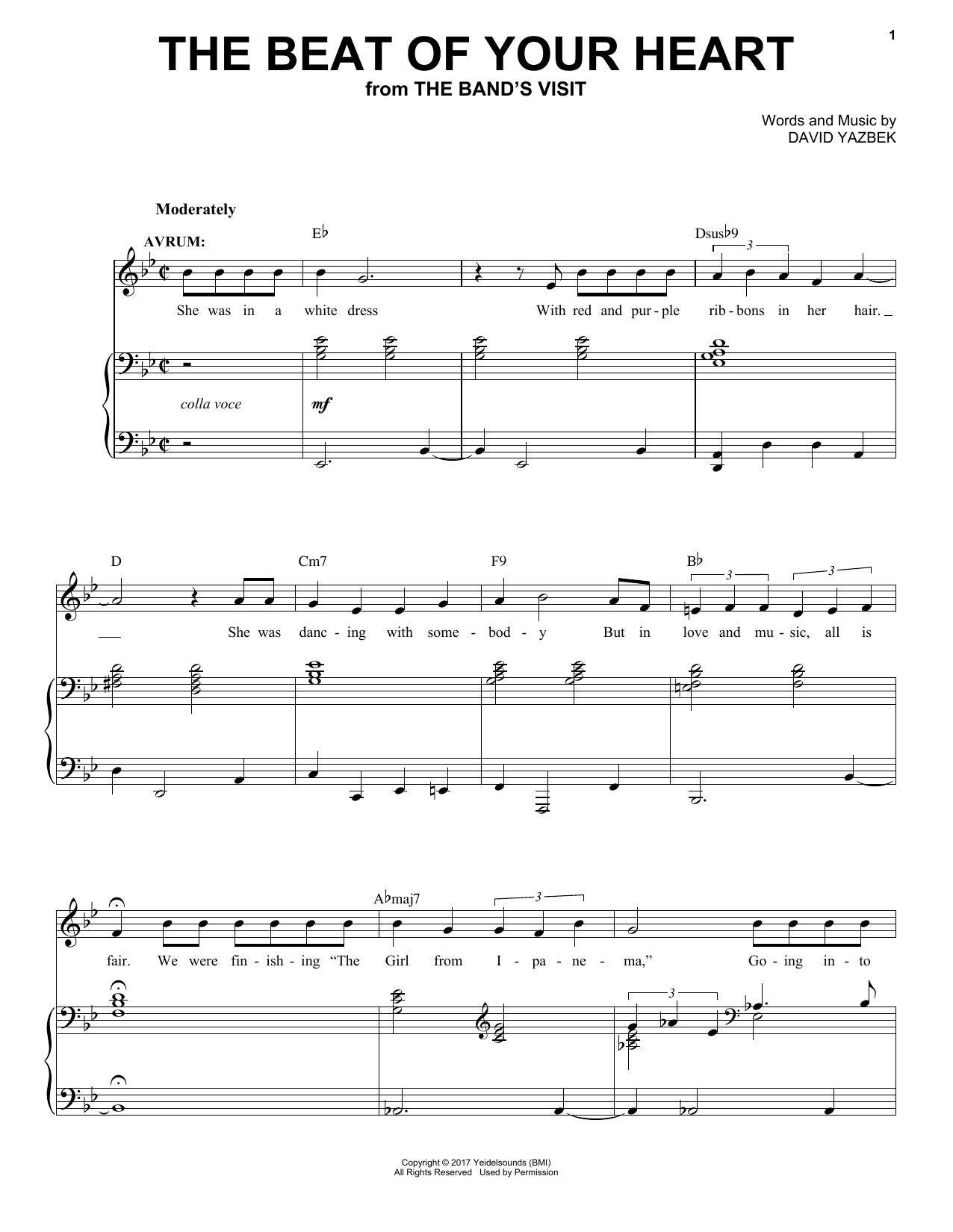 David Yazbek The Beat Of Your Heart sheet music notes and chords arranged for Piano & Vocal