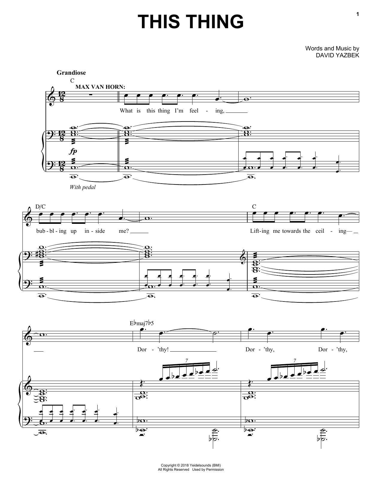 David Yazbek This Thing (from the musical Tootsie) sheet music notes and chords arranged for Piano & Vocal