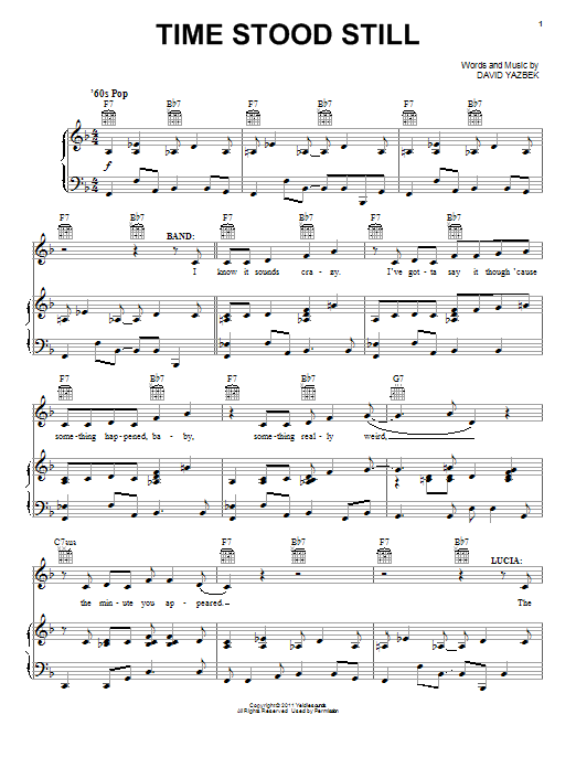 David Yazbek Time Stood Still (from Women On The Verge Of A Nervous Breakdown) sheet music notes and chords arranged for Piano, Vocal & Guitar Chords (Right-Hand Melody)