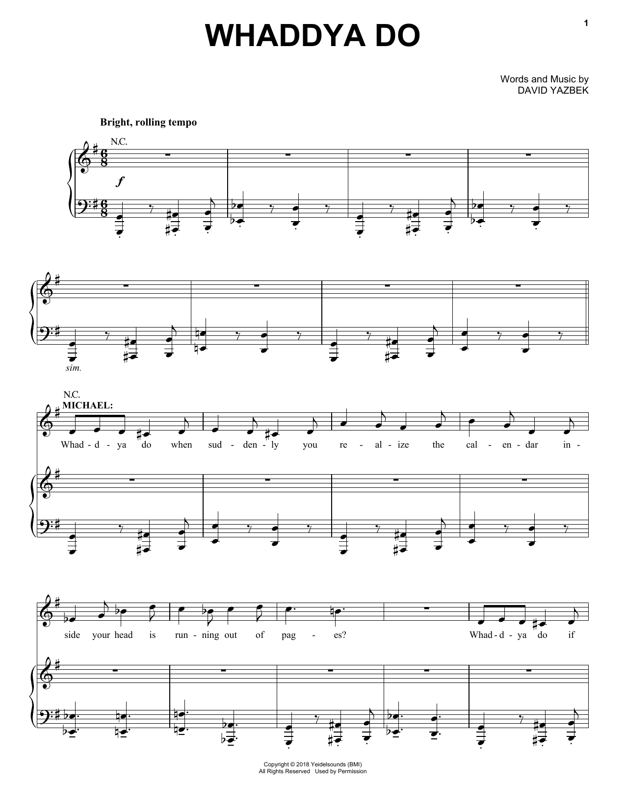David Yazbek Whaddya Do (from the musical Tootsie) sheet music notes and chords arranged for Piano & Vocal