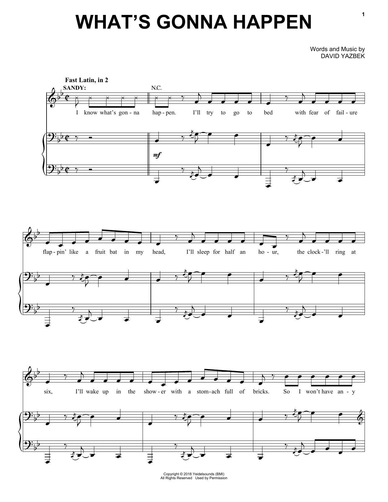 David Yazbek What's Gonna Happen (from the musical Tootsie) sheet music notes and chords arranged for Piano & Vocal