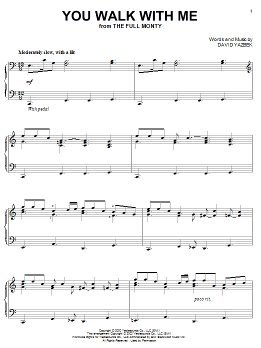 David Yazbek You Walk With Me sheet music notes and chords arranged for Piano, Vocal & Guitar Chords (Right-Hand Melody)