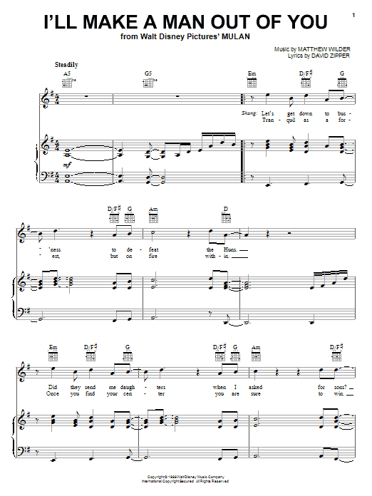 David Zippel I'll Make A Man Out Of You (from Mulan) sheet music notes and chords arranged for Tenor Sax Solo