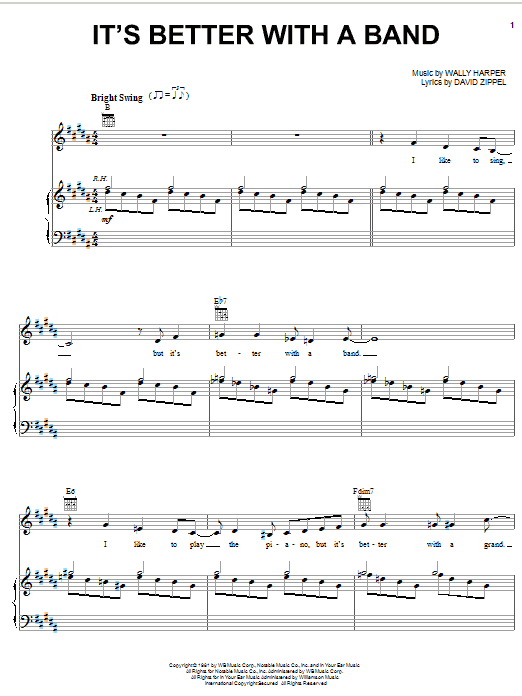 David Zippel It's Better With A Band sheet music notes and chords arranged for Piano, Vocal & Guitar Chords (Right-Hand Melody)
