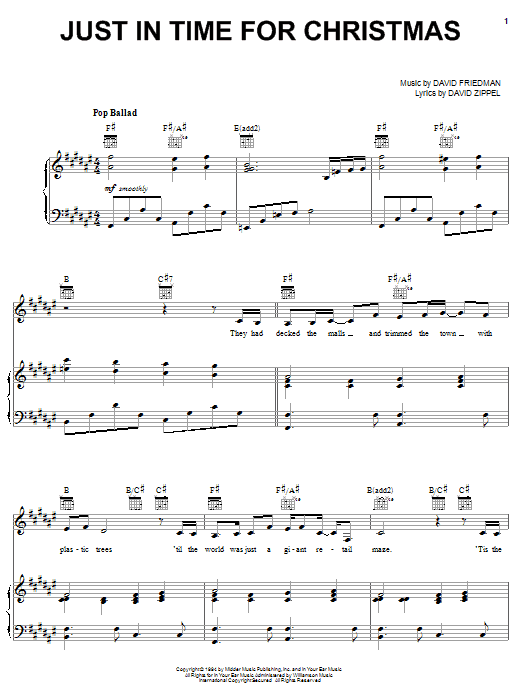 David Zippel Just In Time For Christmas sheet music notes and chords arranged for Piano, Vocal & Guitar Chords (Right-Hand Melody)