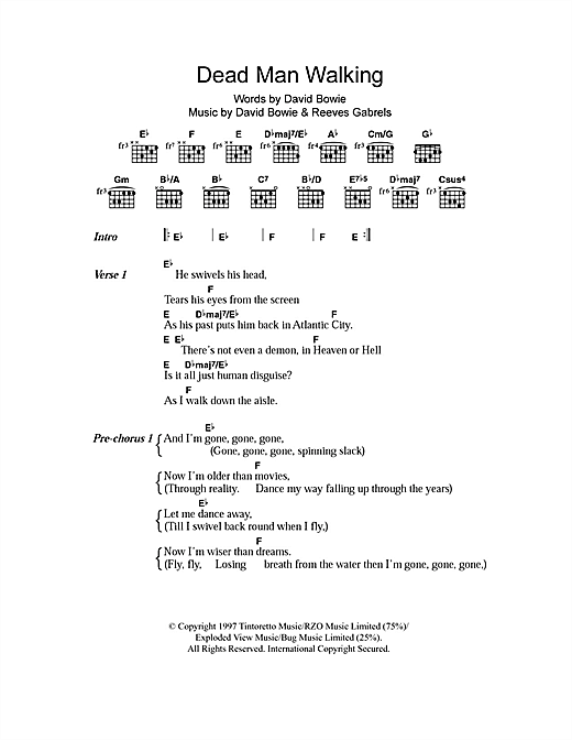 David Bowie Dead Man Walking sheet music notes and chords arranged for Guitar Chords/Lyrics