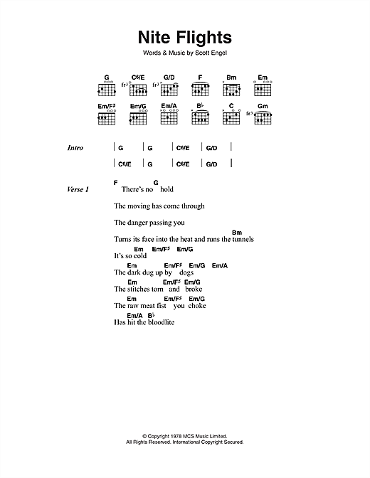 David Bowie Nite Flights sheet music notes and chords arranged for Guitar Chords/Lyrics