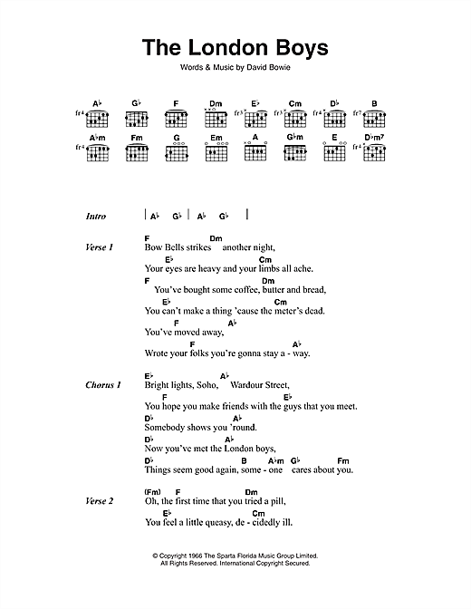 David Bowie The London Boys sheet music notes and chords arranged for Guitar Chords/Lyrics